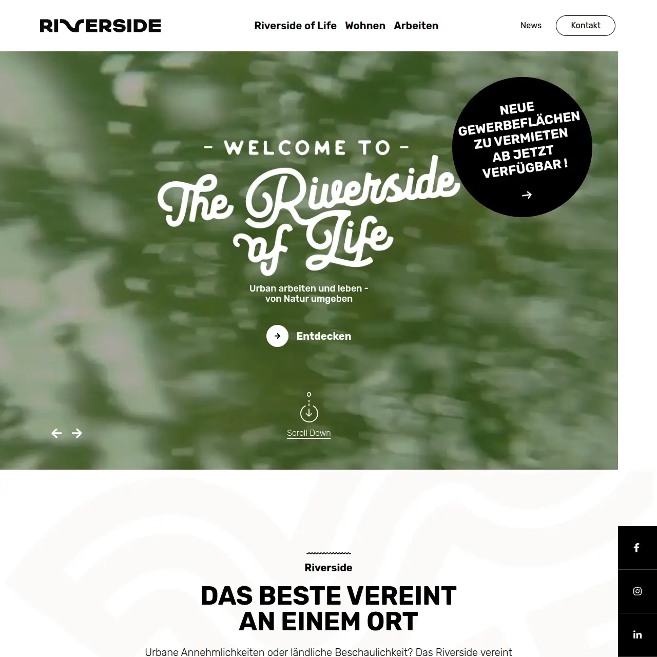 Riverside Zuchwil website on desktop