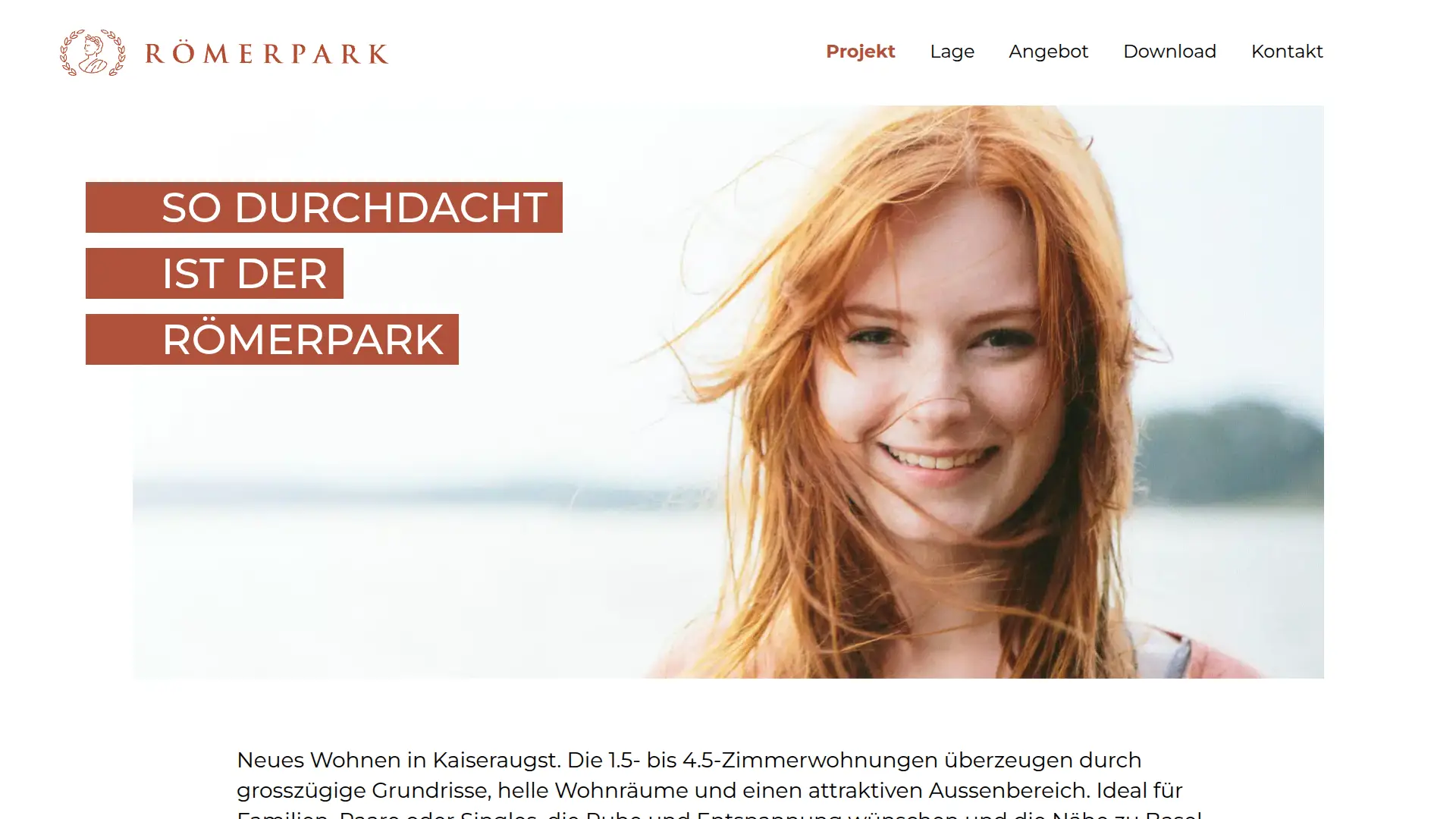 Römerpark website on desktop
